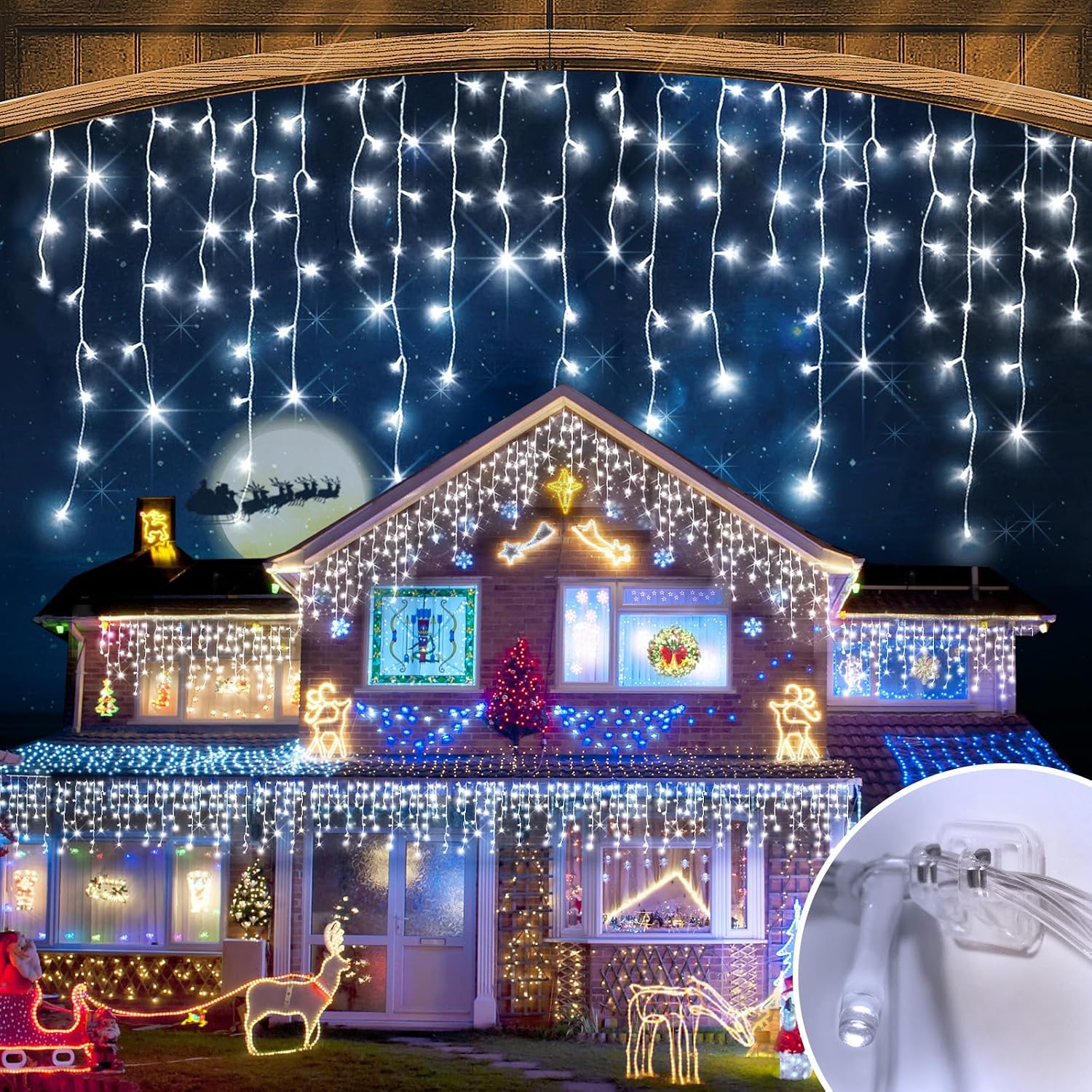 Outdoor Lighting Waterproof - 屋外用クリスマスイルミネーションライト、164フィート（約50メートル）の1512個のLEDフェアリーライト。12種類の点灯モード、タイマー機能、メモリー機能を搭載。防水仕様で、庭、屋根、パーティー、結婚式などの装飾に最適。
