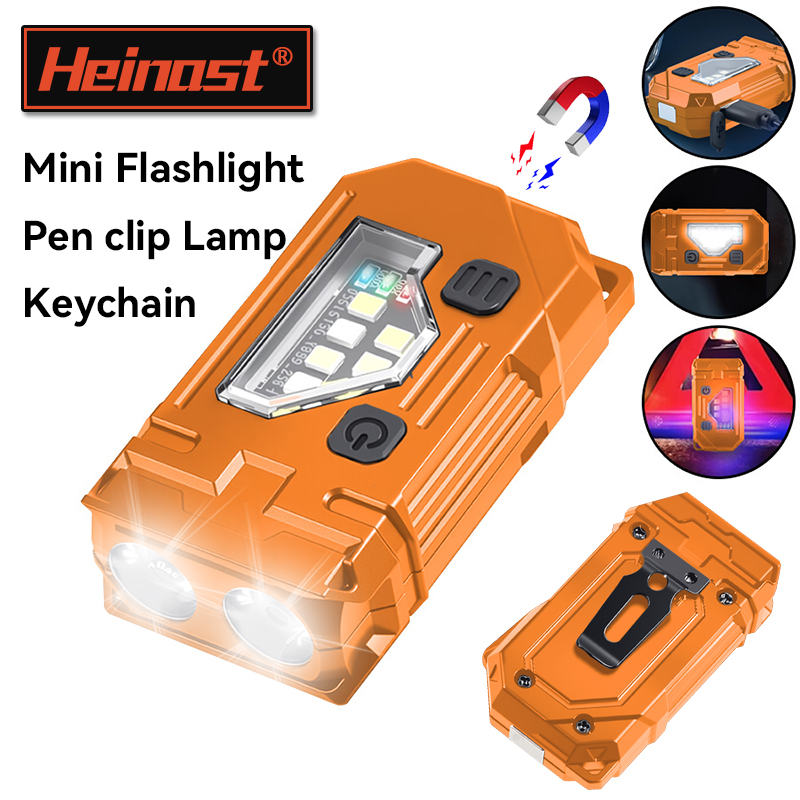 Outdoor Lighting Black - ミニキーホルダー EDC 懐中電灯充電式磁気トーチ超高輝度ポケット LED トーチペンクリップヘッドランプ屋外釣りランプ