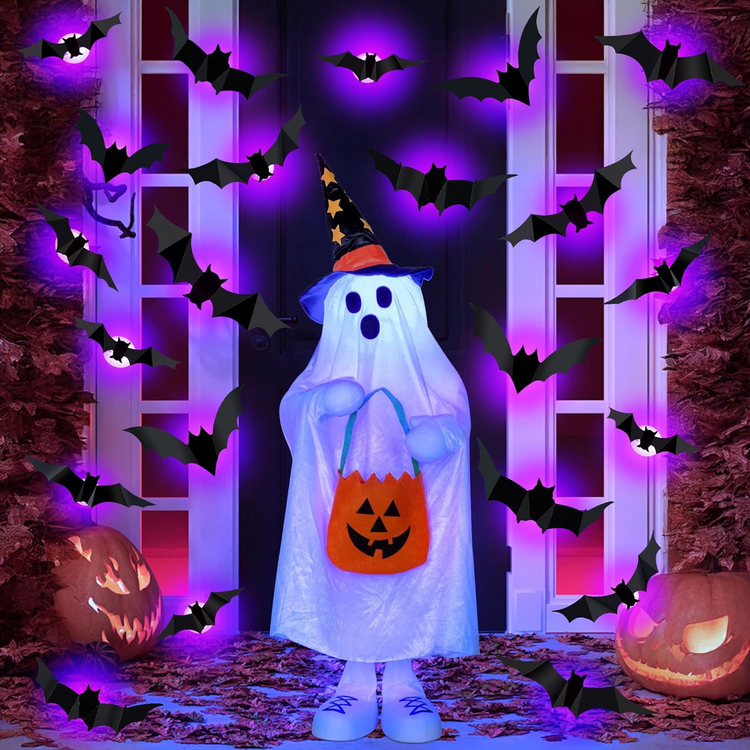Outdoor Lighting Effects - ハロウィン LED コウモリ クモ デコレーション 暗闇で光る