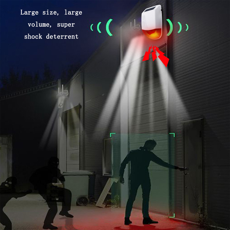 Outdoor Lighting Wireless - 433MHzワイヤレス、屋外用、防水、スマート、音と光で知らせる、太陽光充電式、高音量、省エネ、音と光のサイレン。