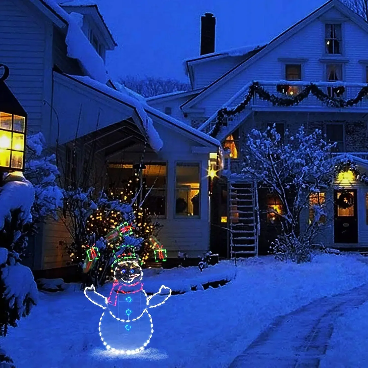 アニメーションスノーボールライトLEDグリッター雪だるまクリ - Outdoor Lighting Effects のレビューと価格