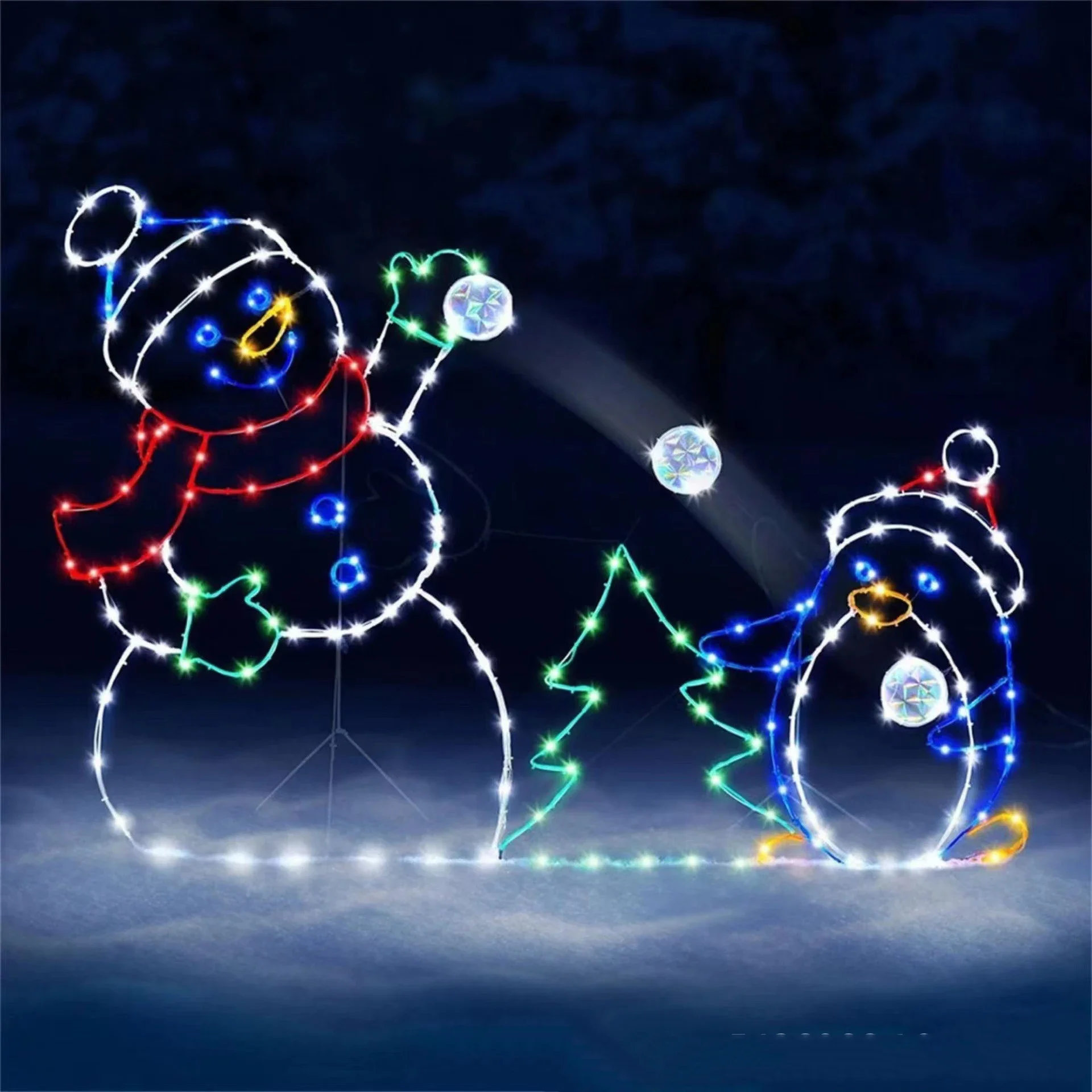 アニメーションスノーボールライトLEDグリッター雪だるまクリ - Outdoor Lighting Effects のレビューと価格