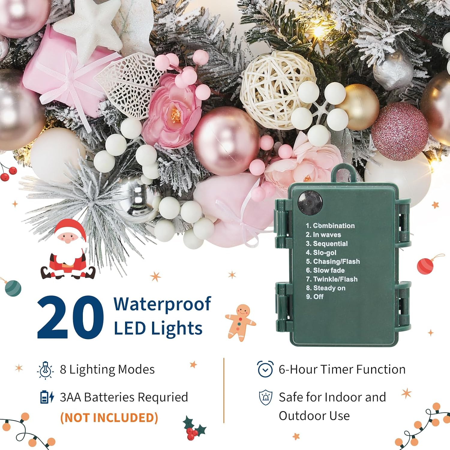 ガーヴィー 24インチ クリスマスリース ガーランド。ベリー - Outdoor Lighting Effects のレビューと価格