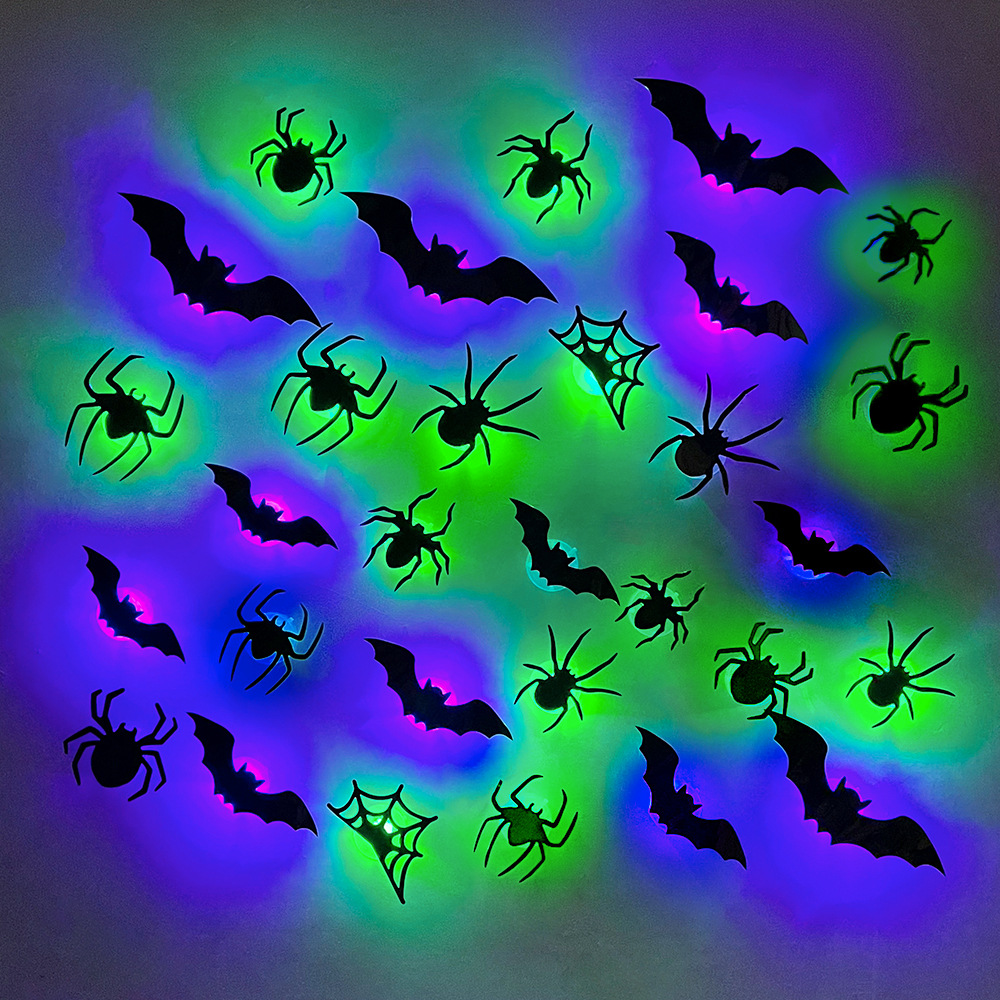 ハロウィン LED コウモリ クモ デコレーション 暗闇で光 - Outdoor Lighting Effects のレビューと価格