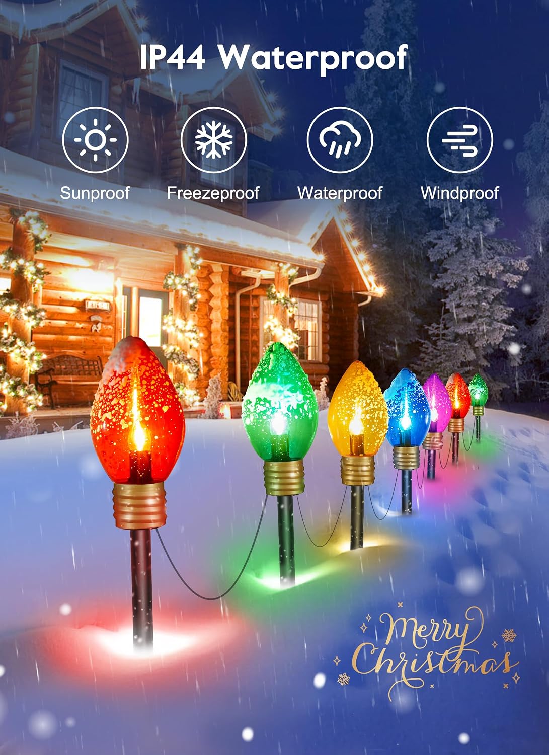屋外用クリスマスイルミネーションライト、大型C9型、2個入り - Outdoor Lighting Pathway のレビューと価格