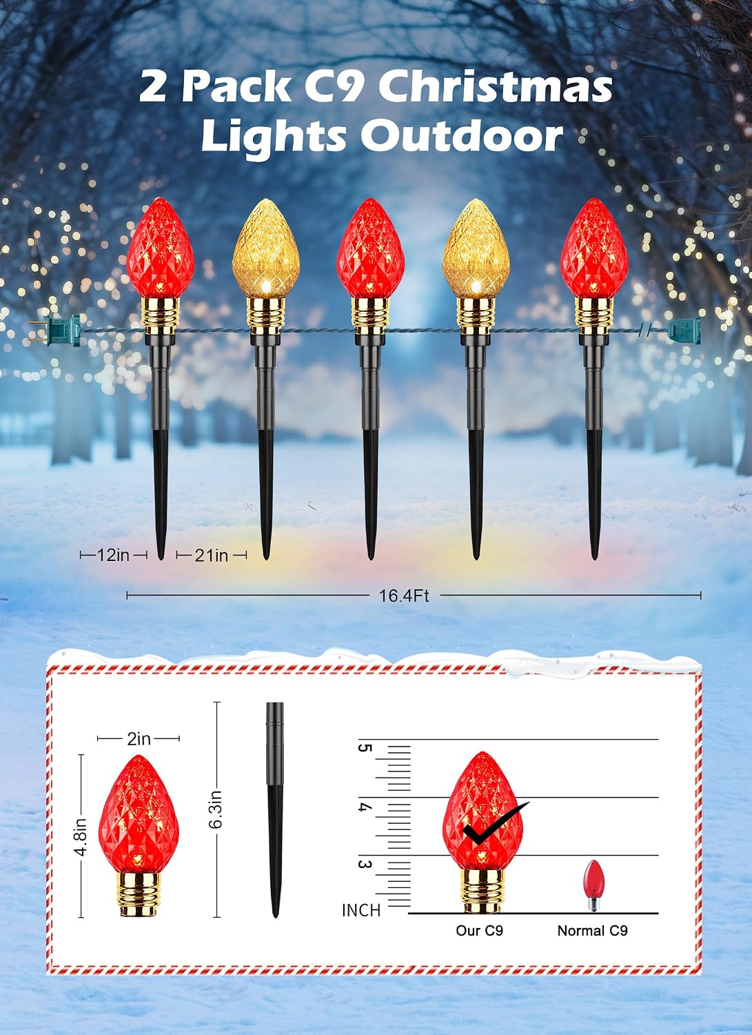 屋外用クリスマスイルミネーションライト、いちご柄C9、全長3 - Outdoor Lighting Pathway のレビューと価格