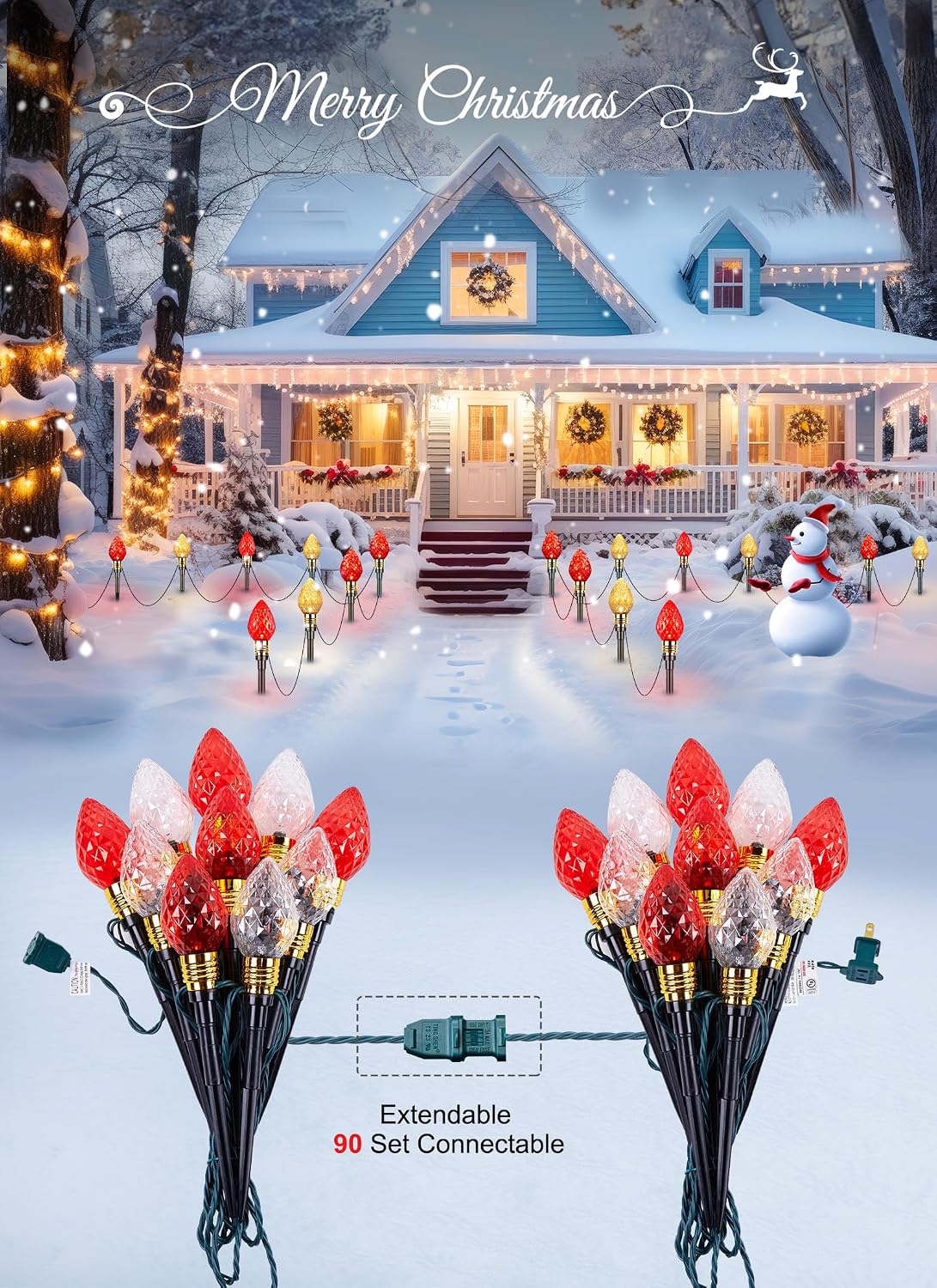 屋外用クリスマスイルミネーションライト、いちご柄C9、全長3 - Outdoor Lighting Pathway のレビューと価格