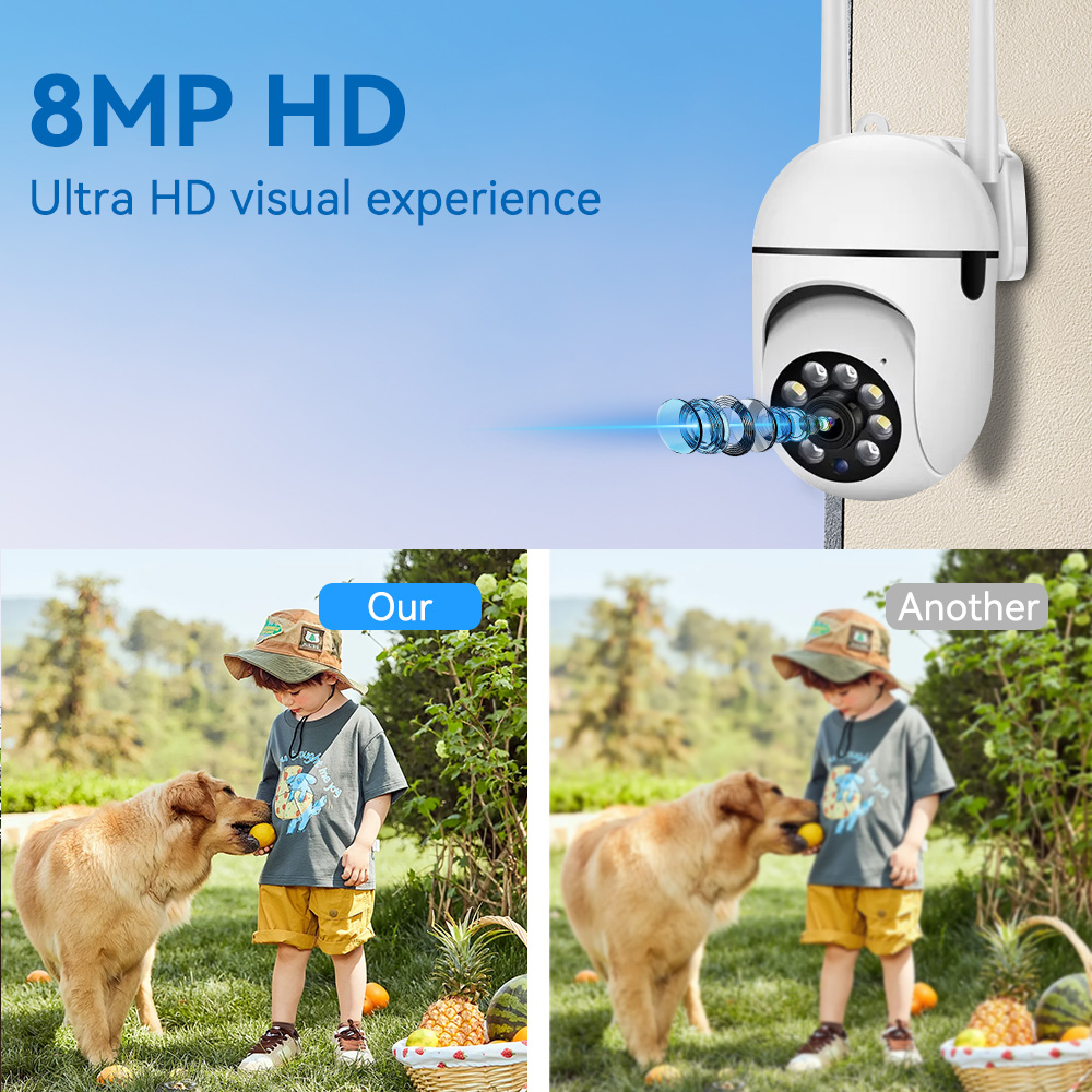 8MP 2.4G Wifi IP CCTVカメラ カラーナイ - Outdoor Lighting Track のレビューと価格
