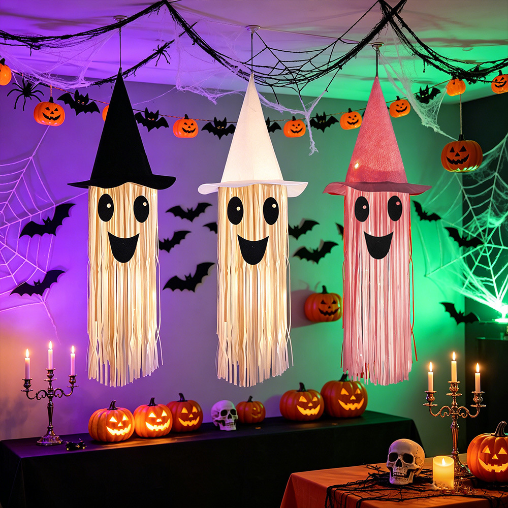 ハロウィン光る魔女帽子ゴーストタッセル吊り下げ装飾、LEDラ - Outdoor Lighting Effects のレビューと価格
