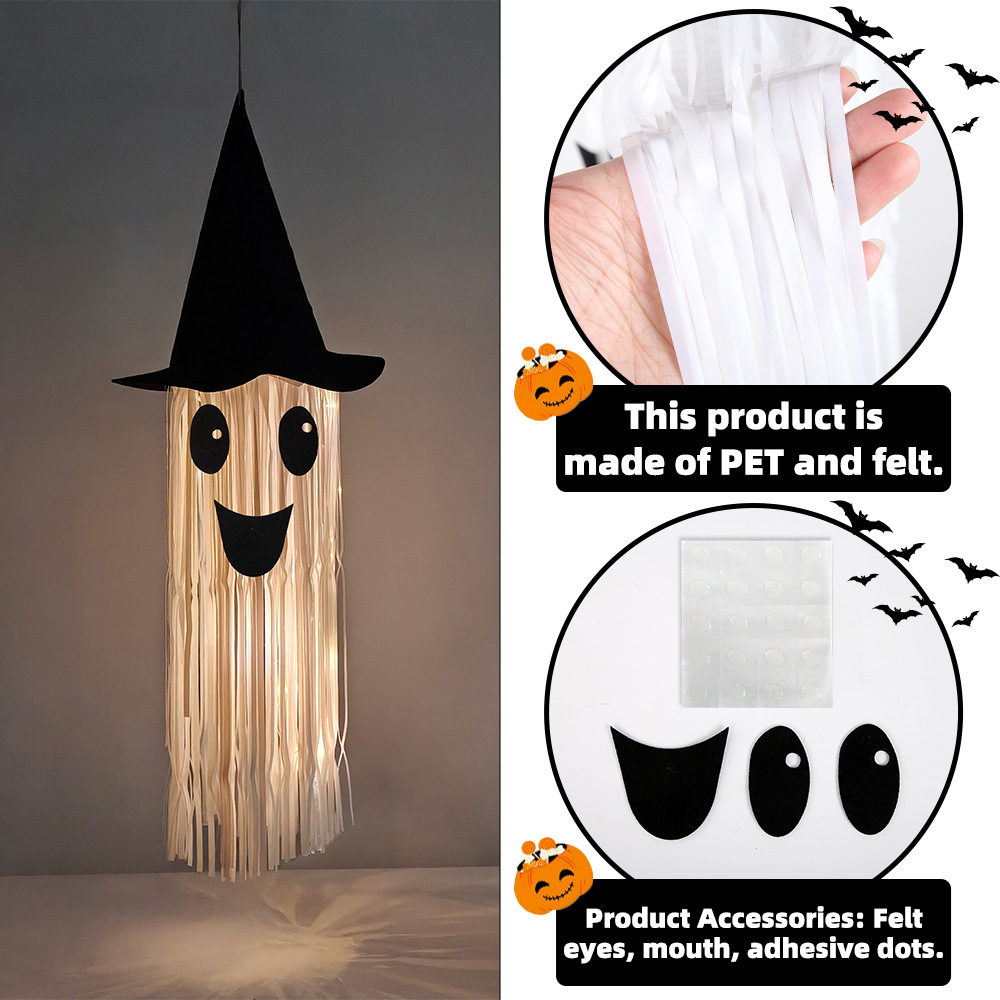 ハロウィン光る魔女帽子ゴーストタッセル吊り下げ装飾、LEDラ - Outdoor Lighting Effects のレビューと価格