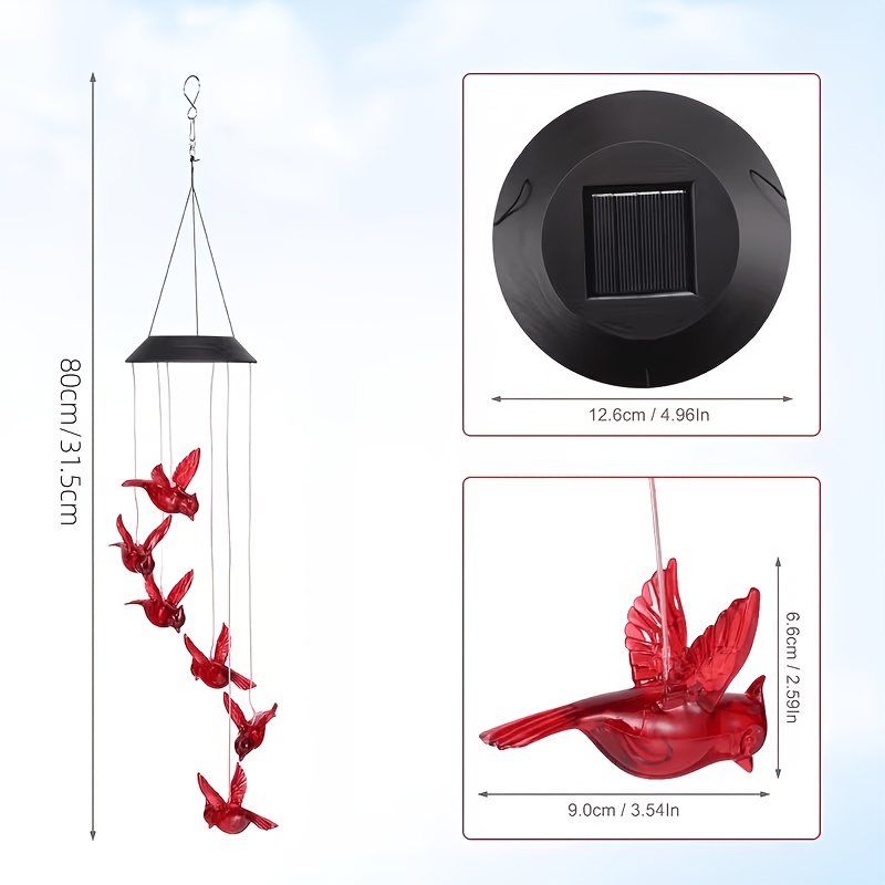 太陽光発電式の炎の鳥型風鈴ライト、屋外用、防水設計と鮮やかな - Outdoor Lighting Waterproof のレビューと価格